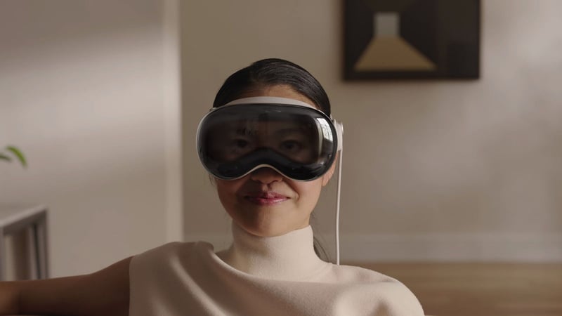 A woman wearing the new Apple Vision Pro Headset. Source: Apple