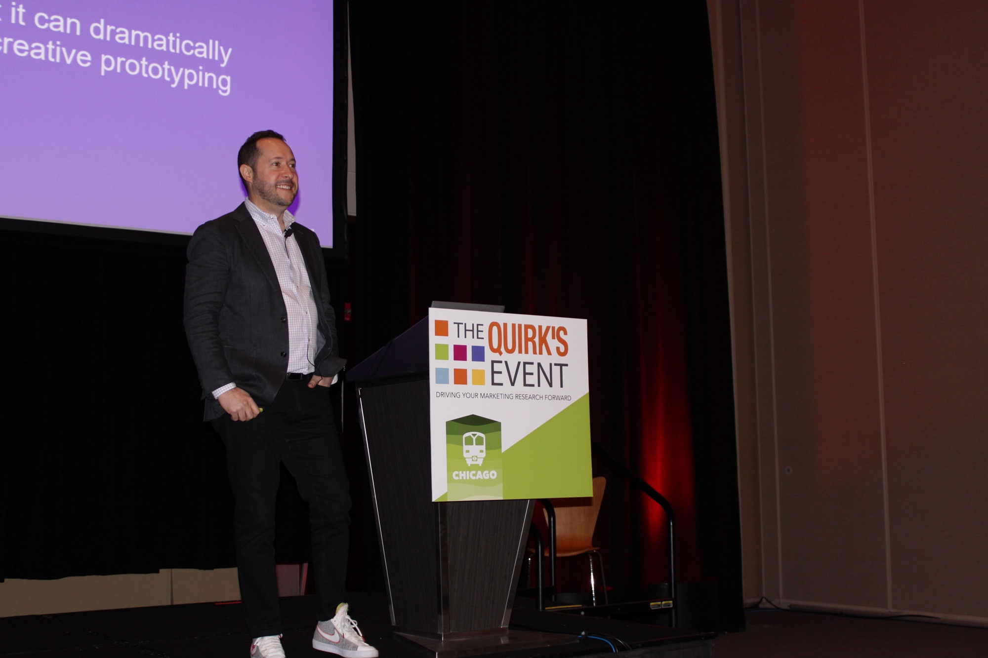Swayable CEO and Founder James Slezak speaks at The Quirk's Event 2025 in Chicago. 